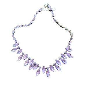 Vintage Banana Republic Faux Navette Amethyst Rhinestones Sparkly 16” Stunning